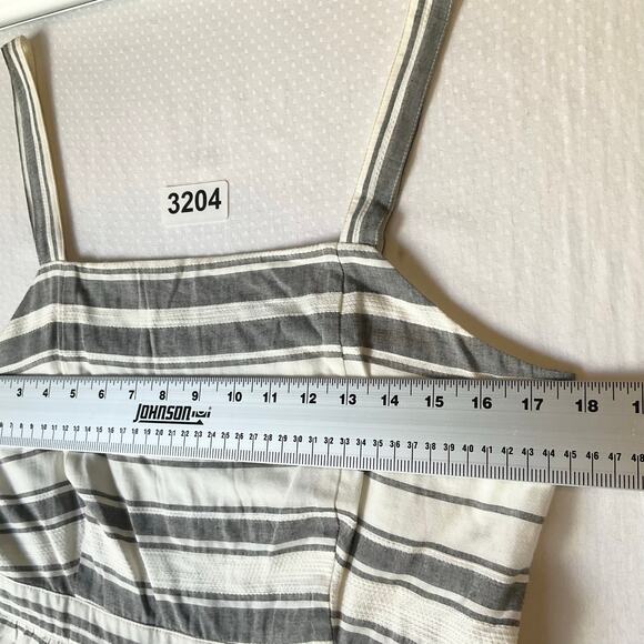 LOFT Outlet Women KneeLength Dress size M White Gray Striped Sleeveless A-line - Picture 3 of 12